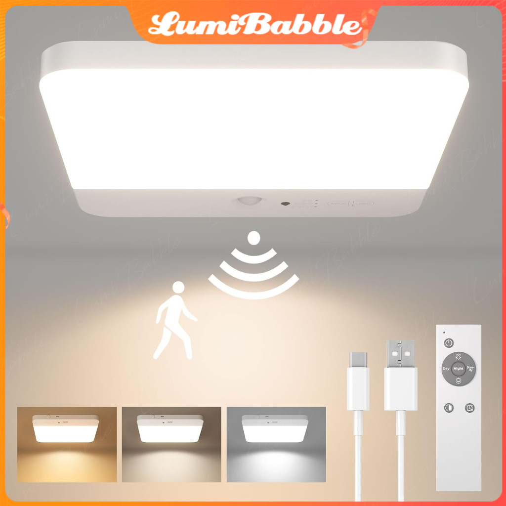 LAMPU PLAFON SENSOR GERAK, CORDLESS LIGHT RECHARGEABLE, LAMPU LED MAGNETIK UNTUK KAMAR MANDI,