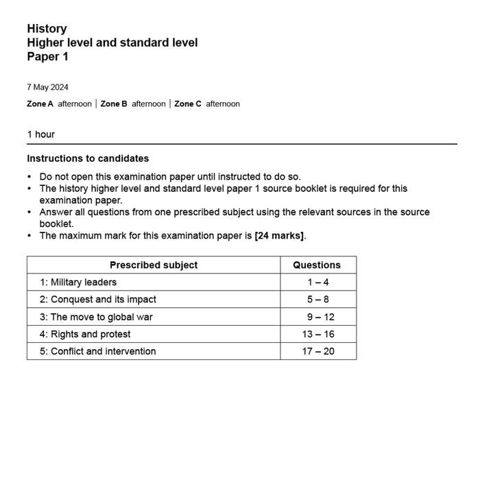 

PROMO IB DIPLOMA PAST PAPERS HL HISTORY MAY 2024 READY