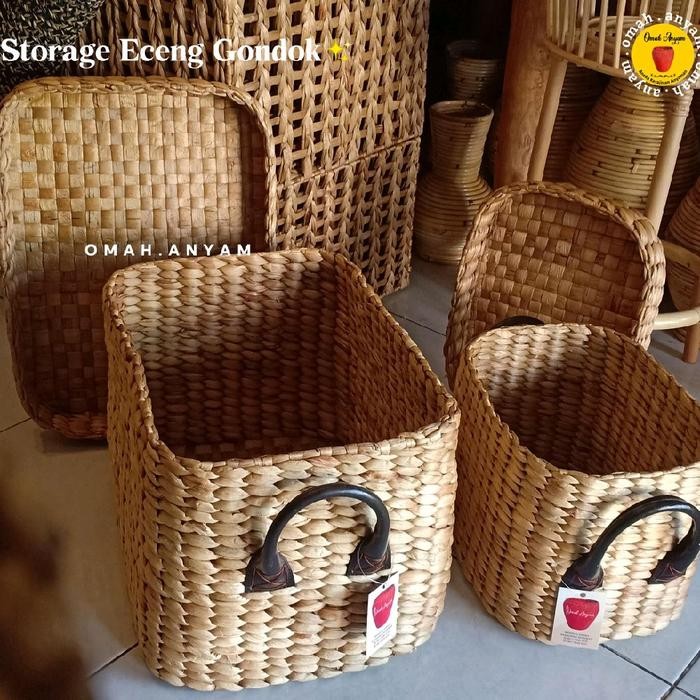 Keranjang Anyaman Tutup/Box Anyam/Kotak Anyaman Eceng Gondok/Hampers