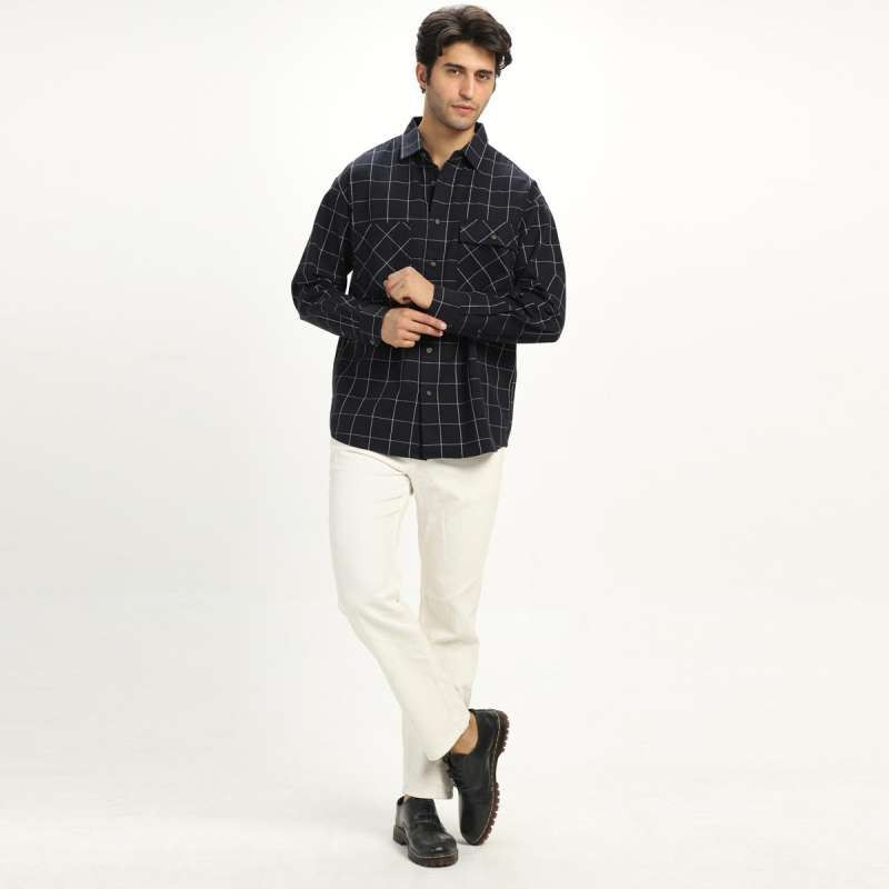 Giordano Men'S Warmbrushed Shirt Jacket - Black X Whitw (Check) [0104201501] Best Seller