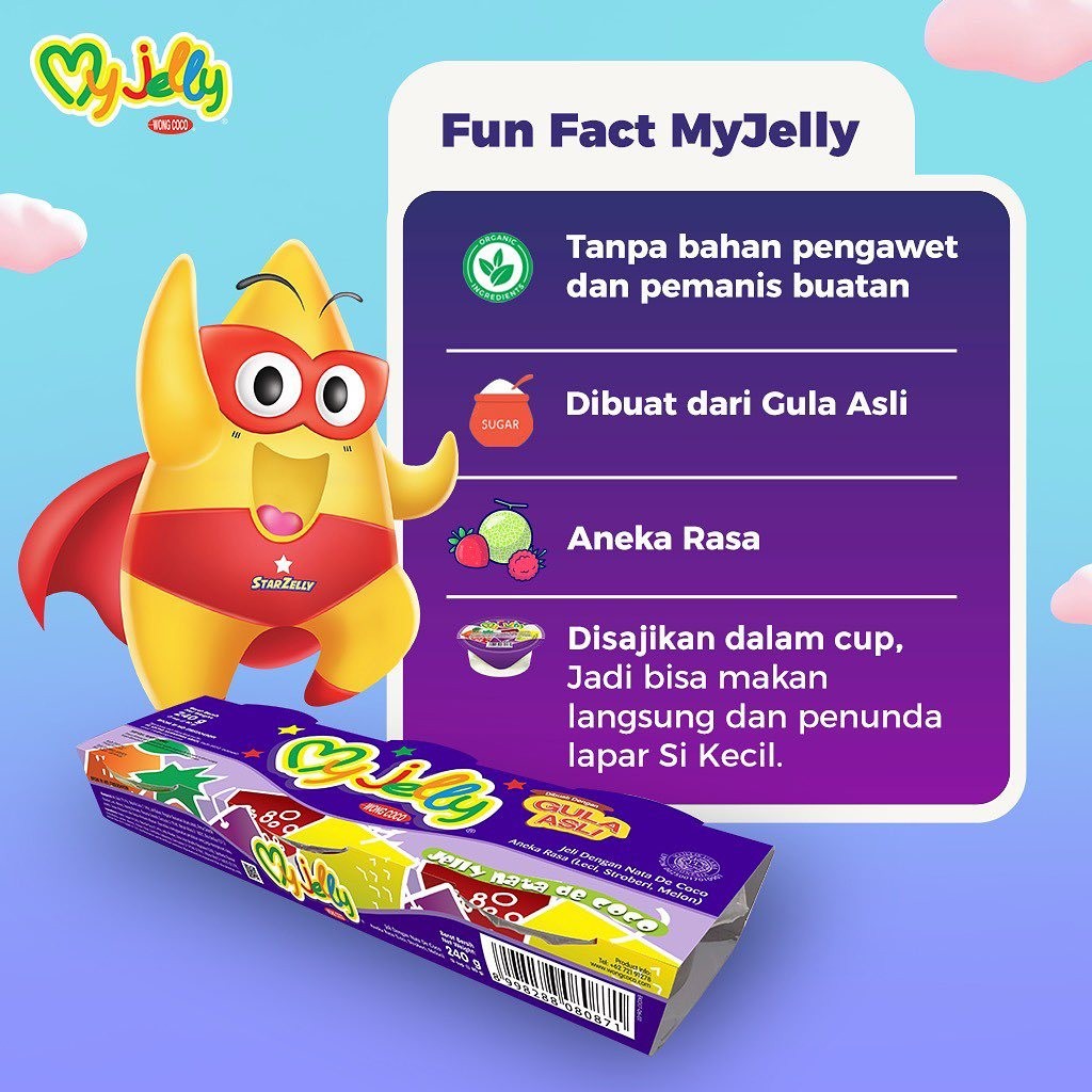 

Wong Coco My Jelly 14gr Isi 5 & 15 pcs / Cemilan Jeli Anak / Buah Asli / Tanpa Gula Buatan / Ledi