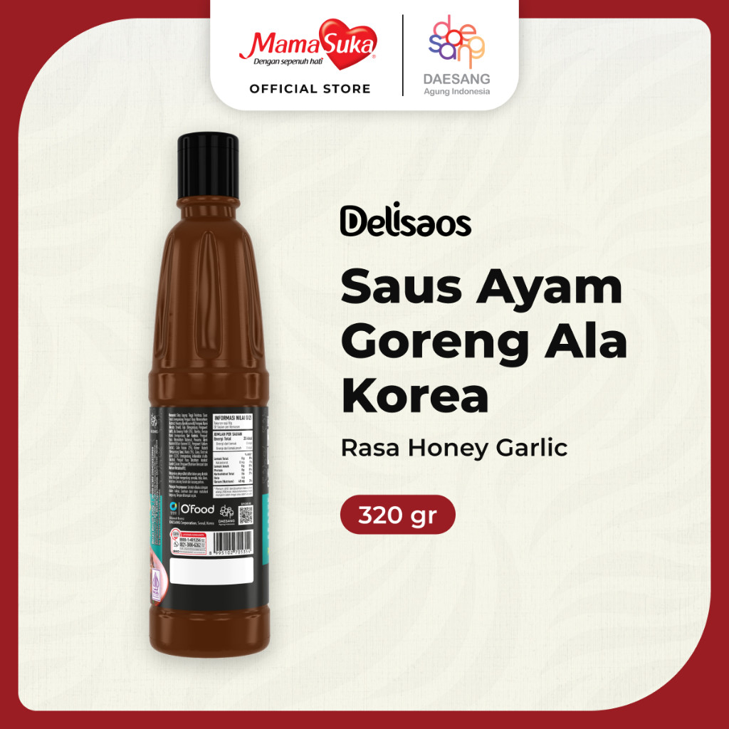 

Delisaos Hot Lava Saus Ayam Goreng Ala Korea Honey Garlic 320 Gr