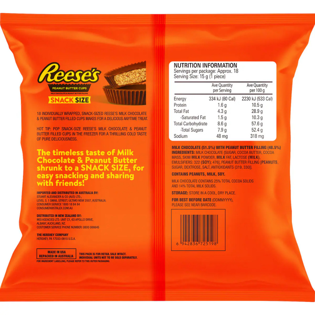 

Restokobar Reese'S Peanut Butter Cups Snack Size 280G Australia