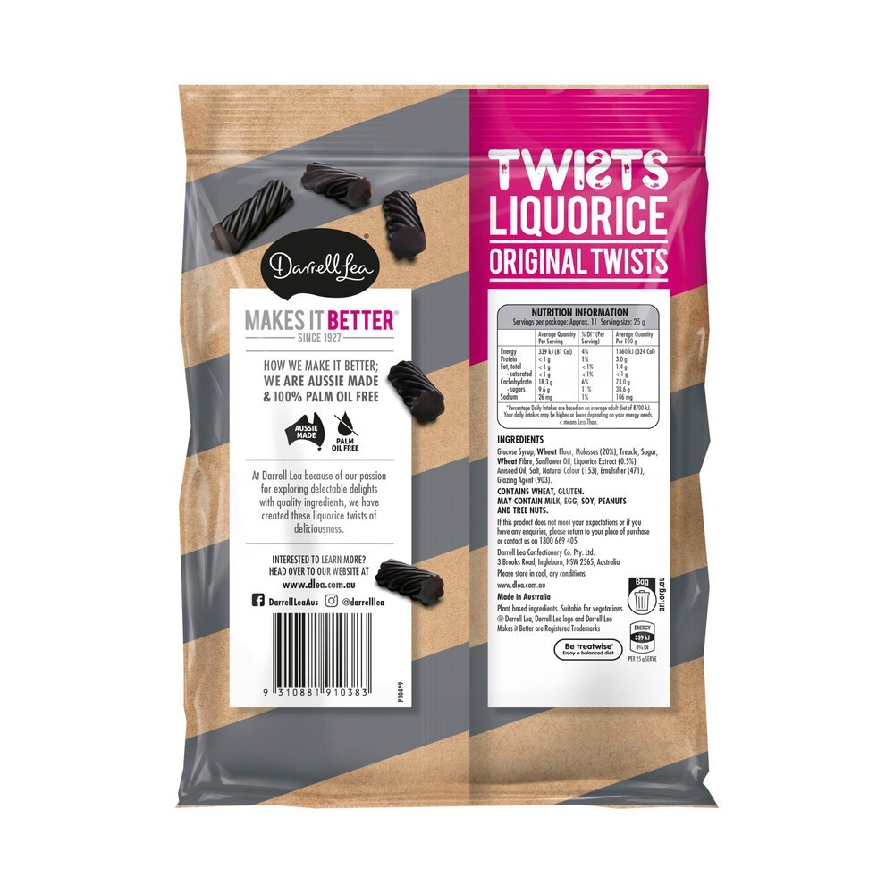 

Restokobar Darrell Lea Liquce Twists 280G Australia