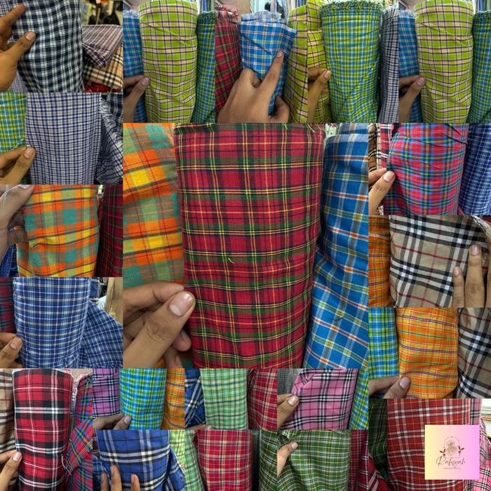 Kain Katun Polyester / Kain Katun Kotak Kotak / Kain Katun Seragam Sekolah / Kain Cotton Motif