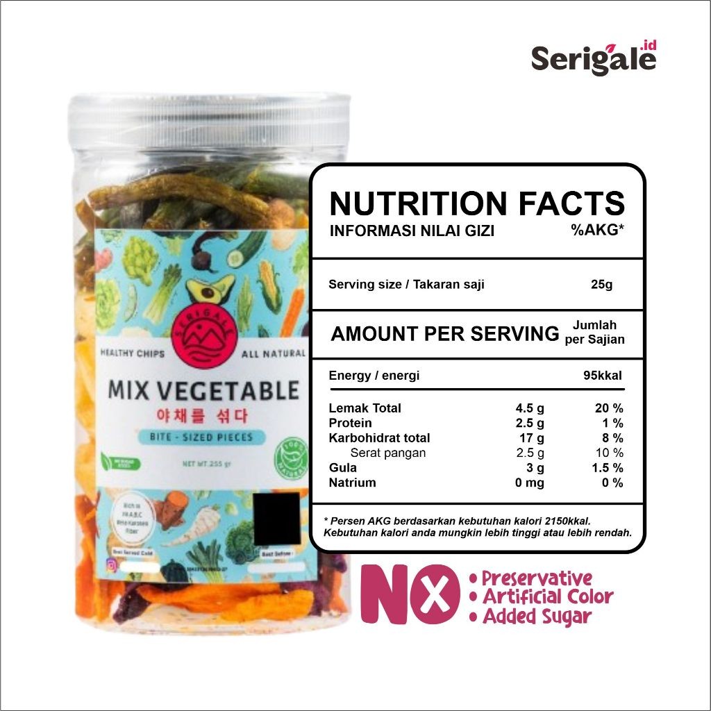 

Eumsig Serigale Keripik Sayur Mix I Kemasan 1000 Ml I Wortel Kentang Okra Edamame I Camilan Sehat I