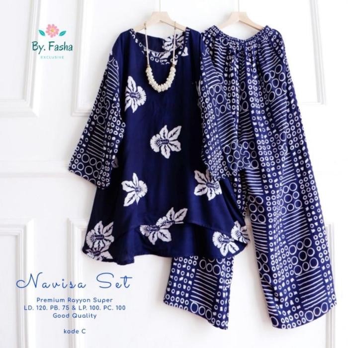 Setelan Wanita Navisa Batik Cap Rayon Samitex Setelan Wanita BATIK CAP Baju Celana Daster Kaos