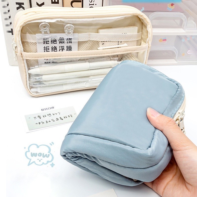 

KOTAK PENSIL AESTHETIC PENCIL CASE LARGE TEMPAT PENSIL TRANSPARAN PEN POUCH LUCU STATIONERY