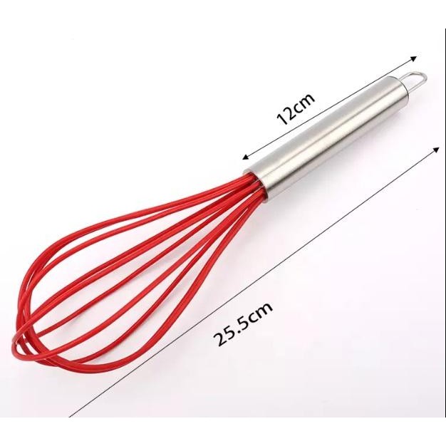 

Whisk Silicone 25 Cm Pengocok Telur Kocokan Non Scratch Anti Gores Red