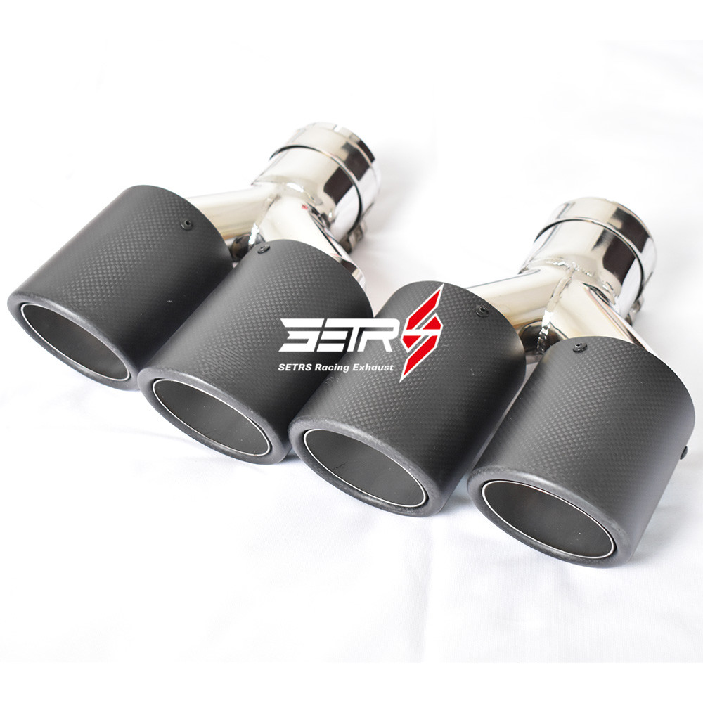 IMPORT 2PCS Universal Dual Matt Curly Carbon Fiber Exhaust Tip Stainless Steel Muffler Pipe For E90