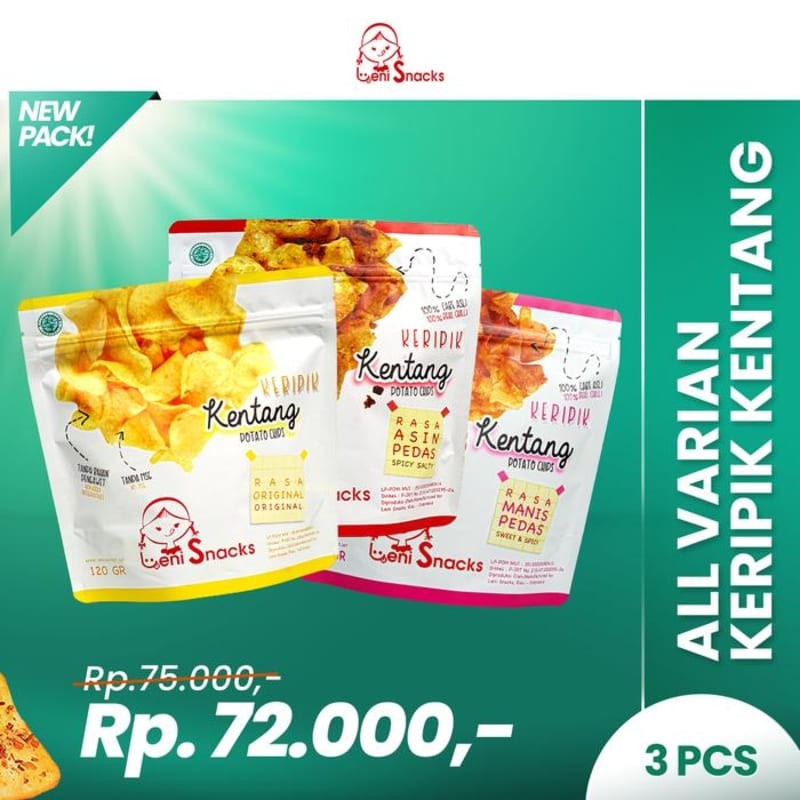 

Bundling All Varian Kentang (New Pack) Asli Leni Snacks Oleh oleh Cemilan Snack Khas PekanBaru