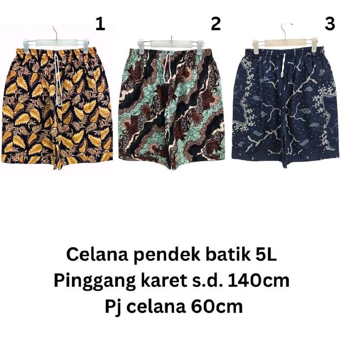 PREMIUM Celana pendek batik pria 5L JUMBO katun