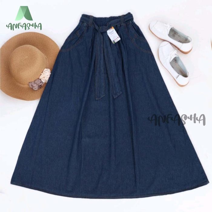 PREMIUM ROK DENIM PAYUNG JUMBO =Rok panjang wanita premium ORY By Toko ANFASHA