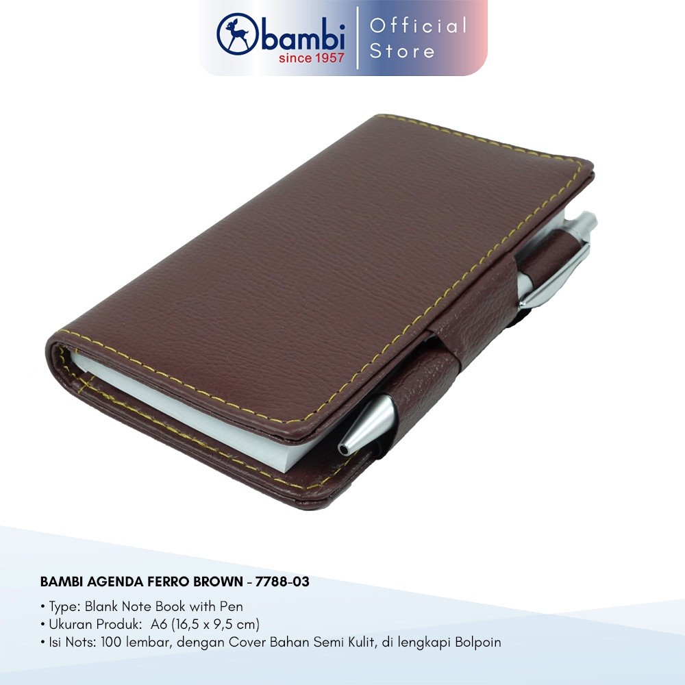 

LINDU Bambi Buku Agenda With Pulpen Edisi Ferro Brown Ukuran A6