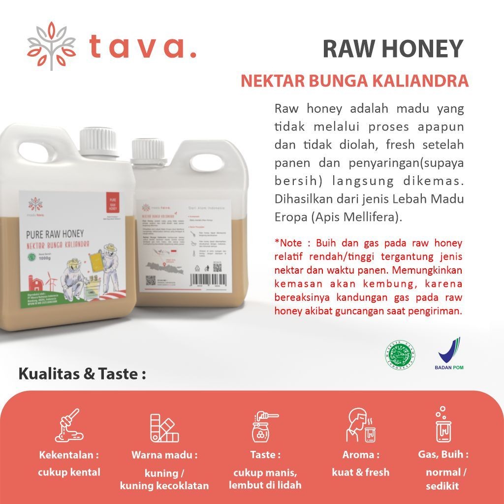 

Madu Asli Murni 1kg Tava Grade A Nektar Kaliandra 100% Alami Pure Natural Raw Honey