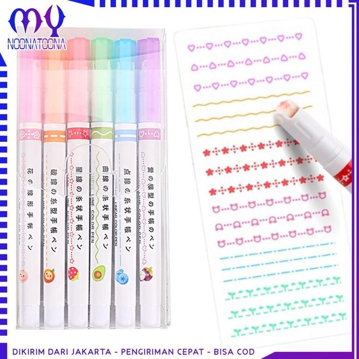 

Ready JT Spidol Garis Aesthetic Pulpen Roll Garis Highlighter Lucu Warna-Warni