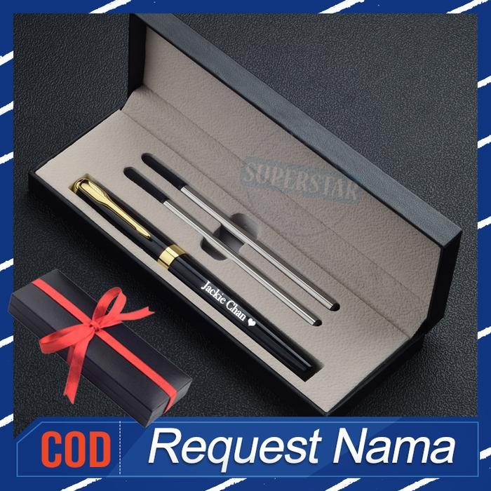 

Ready JT DIY Nama Pena Logam Kotak Hadiah Pria Wanita Kantor Bisnis Pena Tanda Tangan dengan 2 Isi