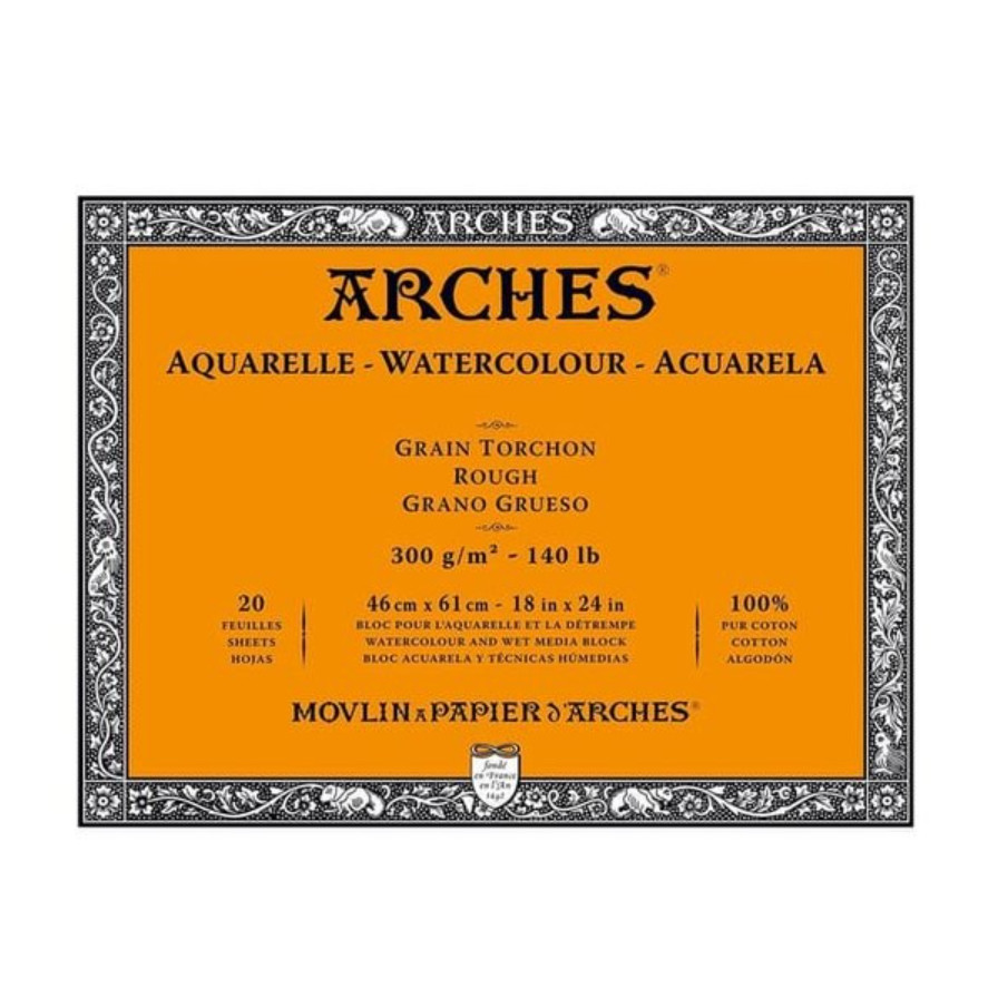 

LINDU Arches Natural White Watercolour Block, Rough, 300G, 46 X 61 Cm, 20Sheets