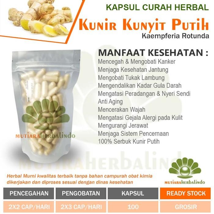 

Terlaris Kunir Kunyit Putih 100 Kapsul Herbal Tukak Lambung Anti Aging Kanker
