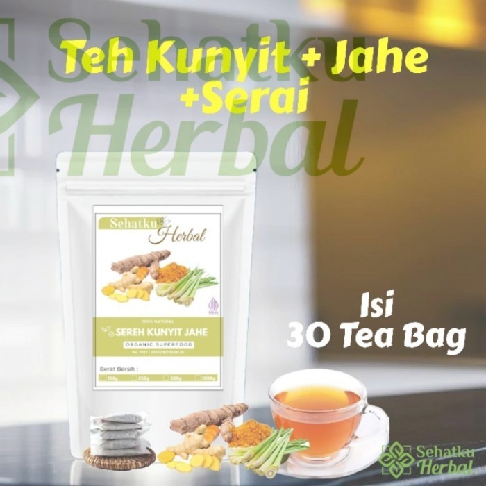

Terlaris Sehatkuherbal Teh Kunyit,Jahe & Serai/Tumeric Ginger With Lemongrass Tea Herbal Tea Isi 30