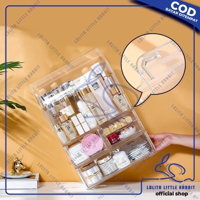 Classic Discount Lolita Rak Kosmetik Dengan 4 Laci Anti Debu Acrylic Storage Tempat Make Up Skincare