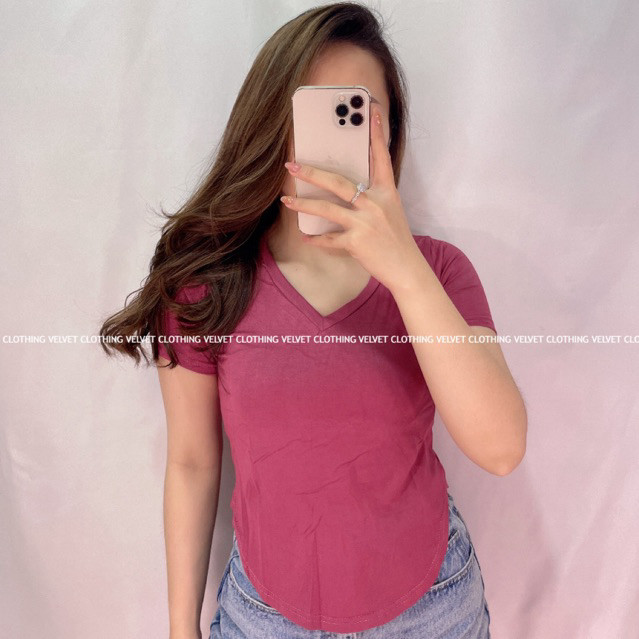 Pola Mewah Kaos Vneck Oval Wanita / Tshirt V Neck Polos Wanita / Kaos Polos Wanita 4457