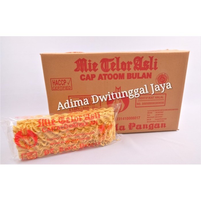 

Mie Telor Asli Cap Atoom Bulan 20x200gr(1 Karton isi 20 Pack) - Karton