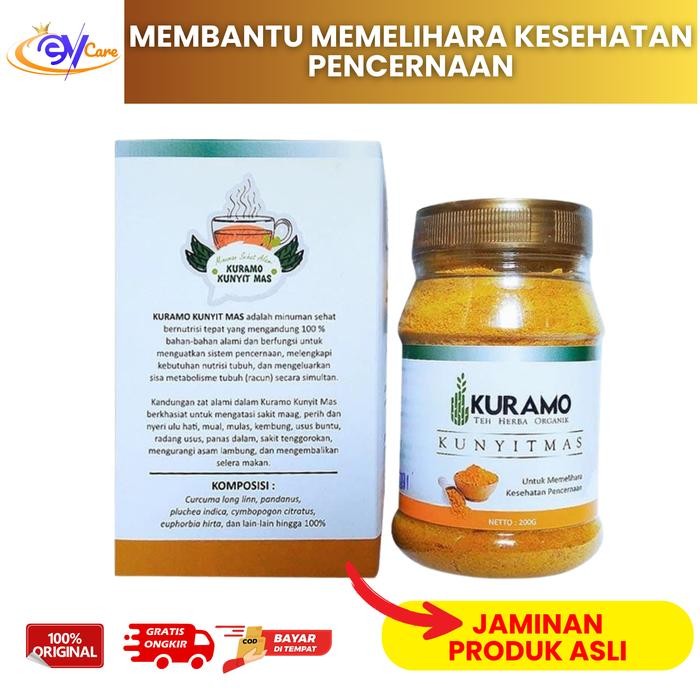 Terlaris Kuramo Jamu Serbuk Herbal Kunyit Mas Mengatasi Gerd Asam Lambung Mual Dan Muntah 200Gr