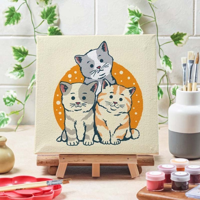 

NRS4 Diy Painting by number kit lukisan kucing canvas 20x20 alat lukis anak