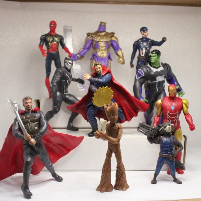 ASLI Action Figure Set Avengers End Game Karakter Marvel Thanos Thor (01E)