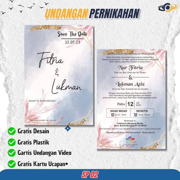 JTTOP" (50PCS) UNDANGAN PERNIKAHAN 1 LEMBAR 2 SISI UNIK, MERN AESTHETIC MURAH FREE DESAIN + FOTO