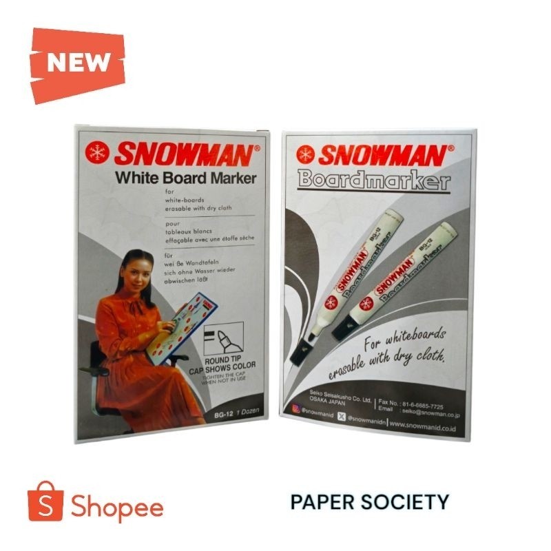 

[ 1 Box ] Spidol Papan Tulis Snowman BG12 / Snowman Whiteboard Marker BG-12