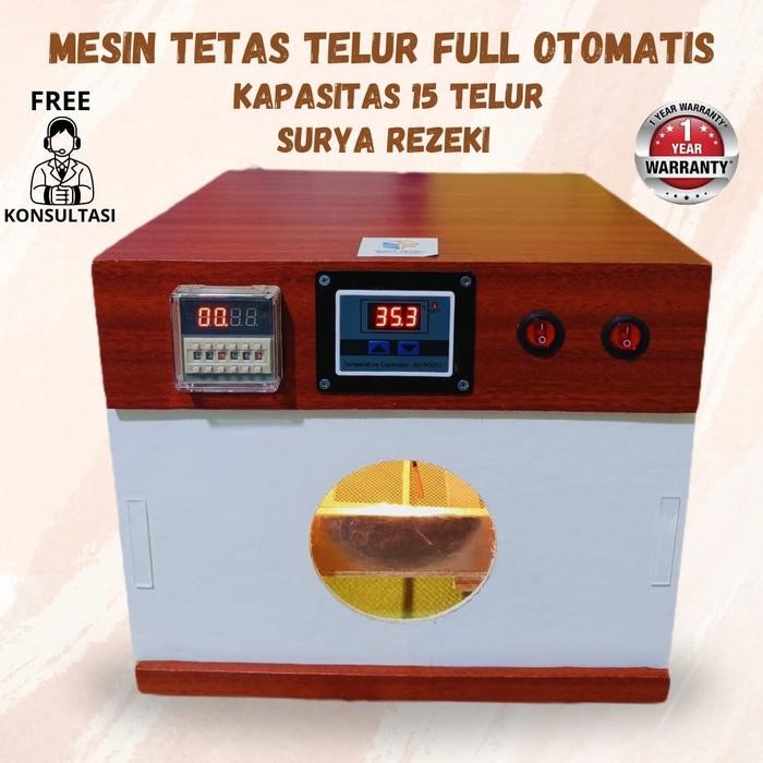

Terlaris Mesin Tetas Telur Otomatis 15 Butir - Thermostat Digital, Timer, Motor Rak Geser, Teropong