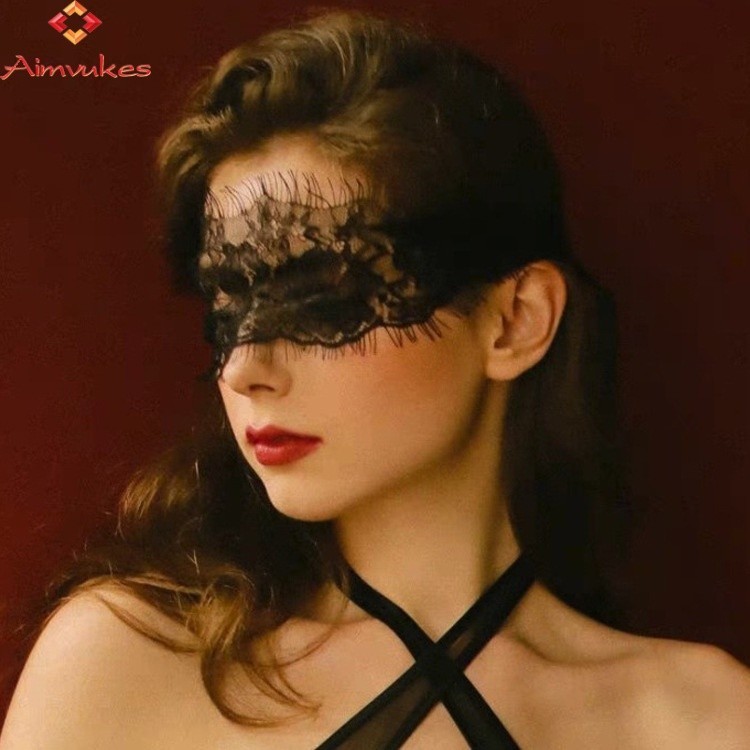 AIMVUKES - - Topeng Pesta Party Mask Topeng Pria Halloween Topeng Wanita Kain Renda