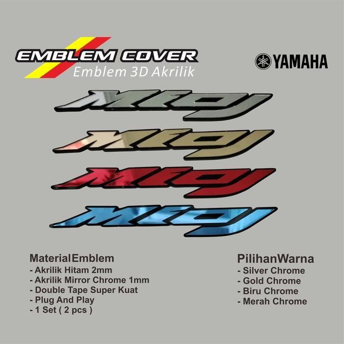 Stok Baru emblem 3d yamaha mio j sepasang stiker timbul akrilik mio j emblem body motor mio j