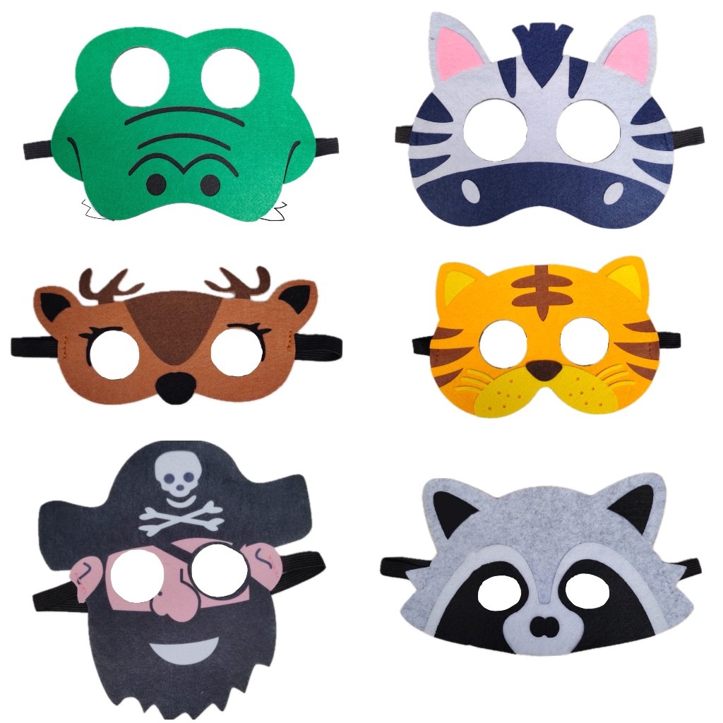 Flowpartt Topeng Flanel Karakter Hewan Bajak Laut Perlengkapan Pesta
