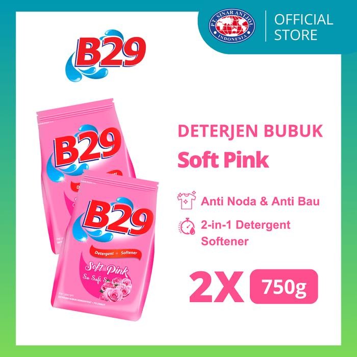 B29 Deterjen Softener Pink x 2Pcs Sabun Bubuk Powder Pencuci Pakaian
