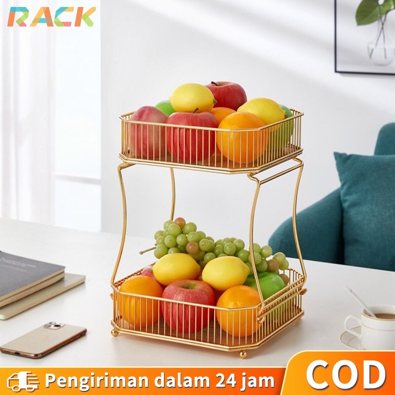 Rak Buah Gold Rak Buah Susun Rak Buah Tingkat Rak Buah Kotak Bahan Rak Keranjang Buah Tingkat Emas