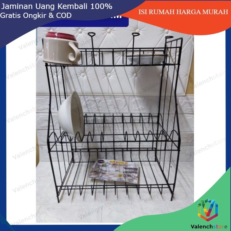 RPL 03 Hitam susun 3 / Rak Piring Susun 3/ RPL 03 / rak piring anti karat / rak piring rpl / rak