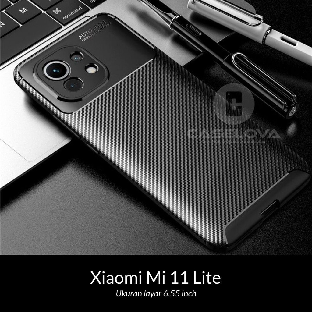 Case Xiaomi Mi 11 Mi 11 Lite Synthetic fiber Silicone Protective Carbon