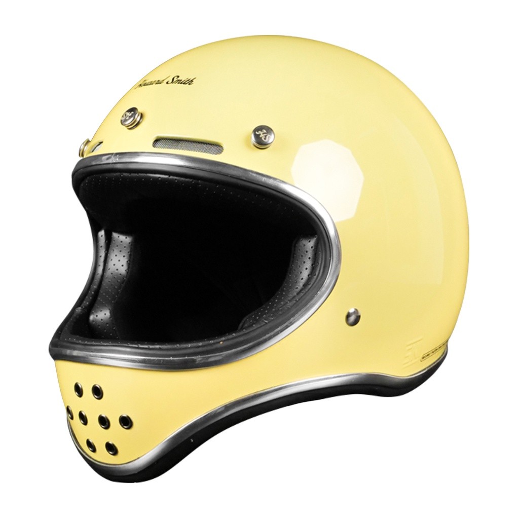 Howard Smith Bobber Retro Helm Full Face - Lime Yellow