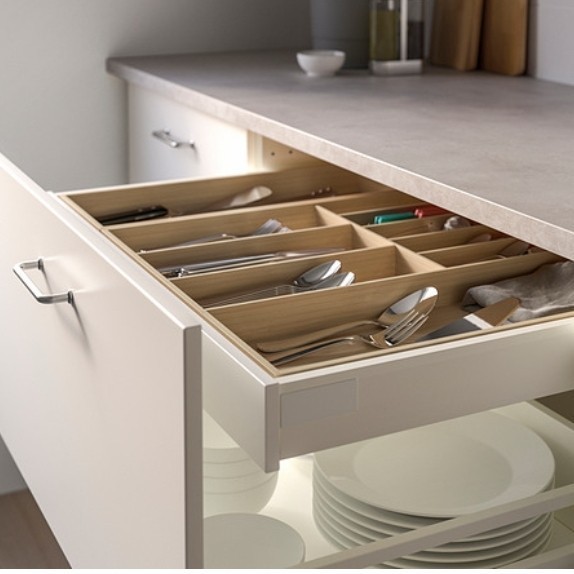 Ori Kotak Bambu Penyimpanan Sendok & Garpu Laci Dapur 52X50Cm