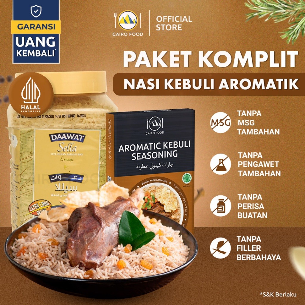 

CPT - Paket Komplit Nasi Kebuli Aromatic Sehat Tanpa MSG, 100% Rempah Murni Cairo Food