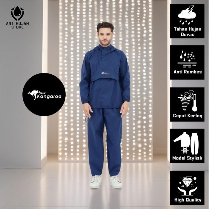 Setelan Jas Hujan Kangaroo Kangguru Raincoat Musim Hujan Kangaroo Anti Rembes Preum
