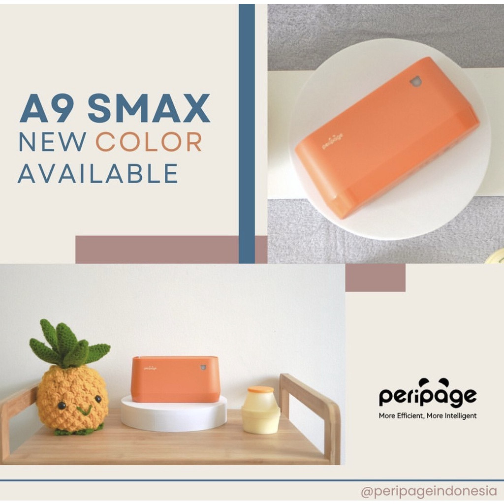 PERIPAGE A9s Max Orange 304dpi Printer Resi Label Bluetooth Thermal