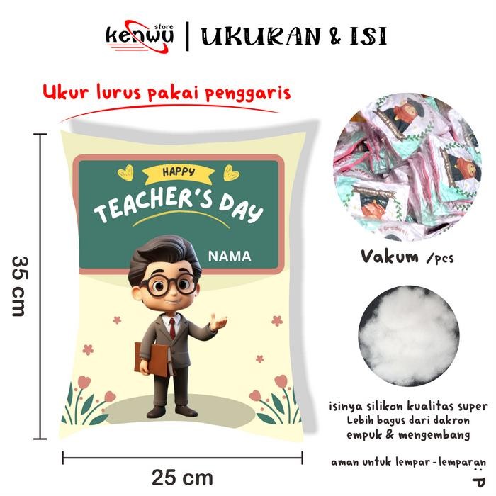 DISKON BANTAL HARI GURU COWOK 25X35 CM - KADO HARI GURU - HAPPY TEACHER'S DAY - BANTAL HARI GURU -