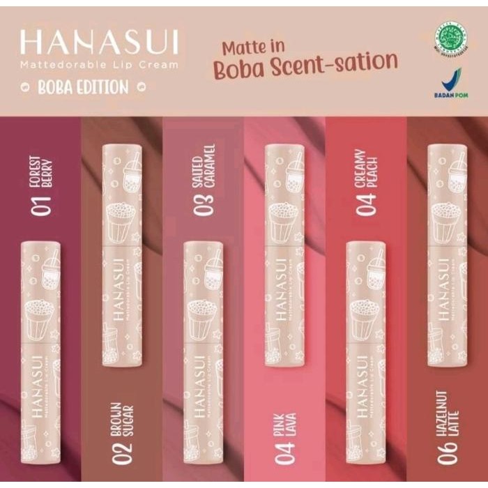 [Terlaris Di Toko Kami] Tunkz - Hanasui Mattedorable Lip Cream Boba Matcha - Lipstik Ombre Untuk