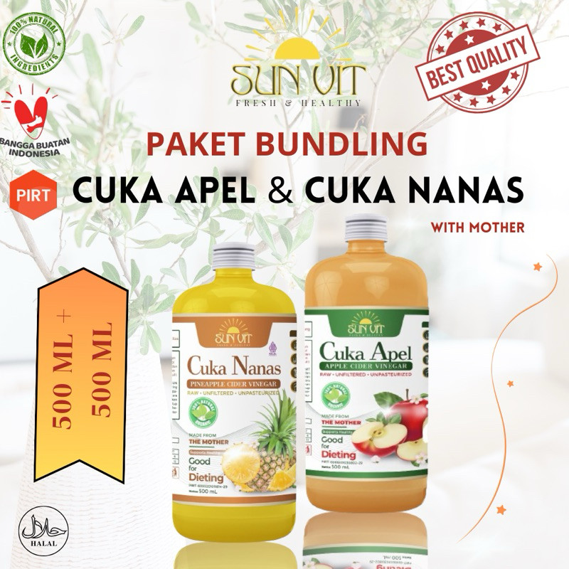 

Konter Makanan Paket Bundling Cuka Apel 500Ml Dan Cuka Nanas 500Ml