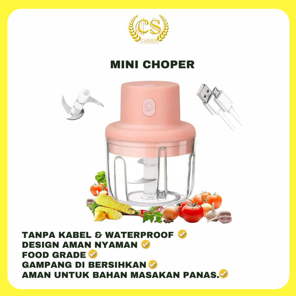 Blender Elektrik portable Tanpa Kabel / Mini Choper