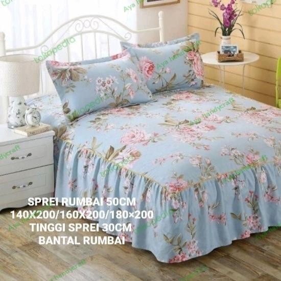 Sprei 160x200/180200 t30 rempel/rumbai/gebyok karet katun premium
